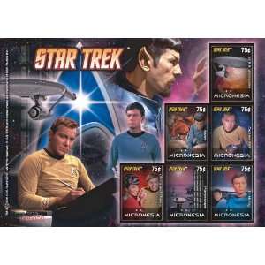 Star Trek   Kirk, Spock, McCoy, Uhura, Chekov Mint Souvenir Sheet 