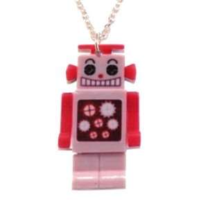   Cherry Silver plated base Pink Robot Necklace (18 inch chain): Jewelry