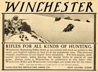 1905 Ad Winchester Hunting Repeating Rifle Buffalo Snow   ORIGINAL 
