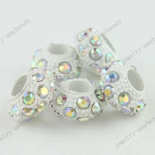 50X WHITE AB CRYSTAL RESIN BEADS FIT BRACELET WHOLESALE  