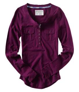   womens front pocket long sleeve henley shirt   Style 5275  
