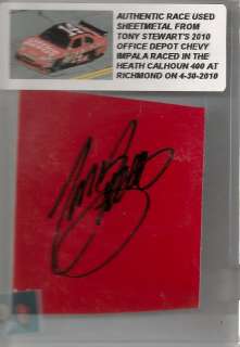 Tony Stewart autographed RACE USED SHEET METAL #14 RARE  
