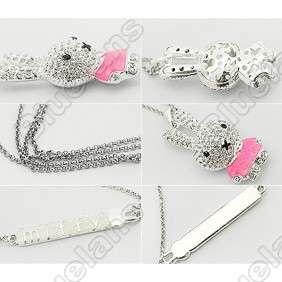   Ears Rabbit Diamond Sweater Chain Necklace Pendant 5601 Pink  