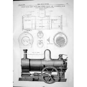 Engineering 1875 Semi Portable Engine Locomotive Boiler Isaac Boulton 