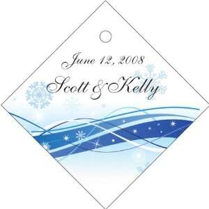 Wedding Favors Snowflake Banner Design Winter Theme Diamond Shaped 