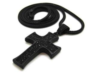 Hip Hop Cross Pendant 5048BK w/necklace 36 4mm wide Franco Chain 