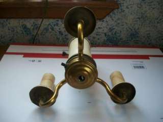 Vtg. Brass Tin 3 Arm,4 Light Candelabra Socket Floor,Torchiere Shade 