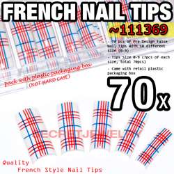 70 pcs Acrylic French False Nail Tips 12 Linning Design  