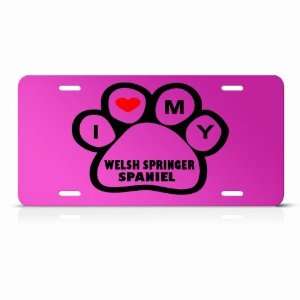  Welsh Springer Spaniel Dog Dogs Pink Animal Metal License 