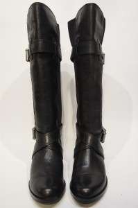 COLE HAAN AIR WHITLEY BUCKLE STRAP TALL BLACK BOOTS 8 B $348  