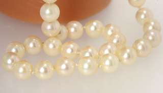 MM ANTIQUE WHITE CULTURED PEARL SINGLE STRAND NECKLACE 14K 
