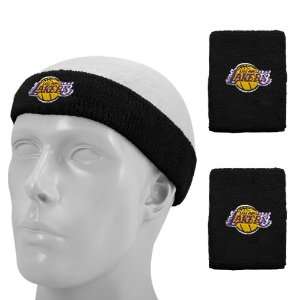   Los Angeles Lakers Black Headband & Wristband Set