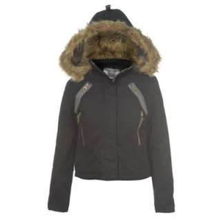 Black White Warm Winter Parka Jacket Coat Faux Fur Hooded 8 10 12 14 
