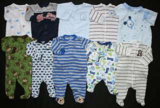 Baby Boy Newborn 0 3 Months Sleeper Pajama Clothes Lot!!  