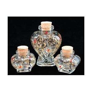    Hand Painted   Heart Bottle Set   Large Heart Bottle with cork 