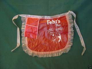 FEHRS XL BEER RED PLASTIC WAITRESS APRON FEHR BREWING  