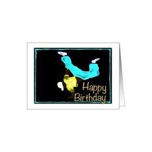 Hip Hop Dancer Birthday card with Black Background and bright image 