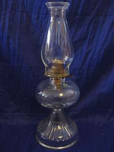 Vintage Clear Glass Kerosene Oil Lamp w/ Eagle Flip Burner  