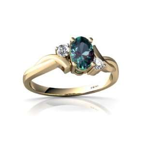    14K Yellow Gold Oval Created Alexandrite Ring Size 7.5: Jewelry