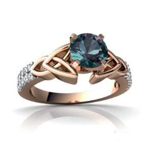   Rose Gold Round Created Alexandrite Engagement Ring Size 6 Jewelry