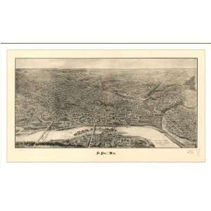 Historic St. Paul, Minnesota, c. 1906 (L) Panoramic Map Poster Print 