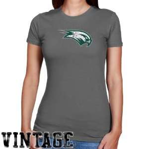 Wagner College Seahawks Ladies Charcoal Distressed Logo Vintage Slim 