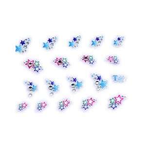  Blue/Pink Stars Rhinestone Nail Stickers/Decals: Beauty
