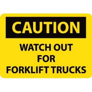 Caution, Watch Out For Fork Lift Trucks, 10X14, Adhesive Vinyl:  