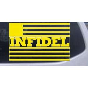 Yellow 8in X 5.1in    Infidel With US Flag Military Car Window Wall 