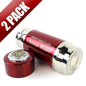  2 Pack Red Alkaline Water Energy Flasks Patio, Lawn 