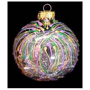 Mardi Gras Fireworks Design   Hand Painted   Glass Ornament   3.25