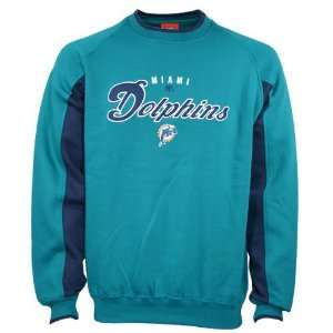  Miami Dolphins Aqua Hype Crew Sweatshirt: Sports 