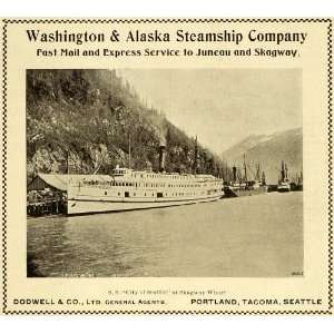  1901 Ad Washington Alaska Steamship Juneau Skagway Boat 