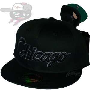  Chicago All Black Everything Script Snapback Hat Cap 