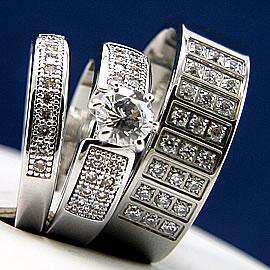   and Hers Engagement Mens and Womens Wedding Bridal Band Ring Set New