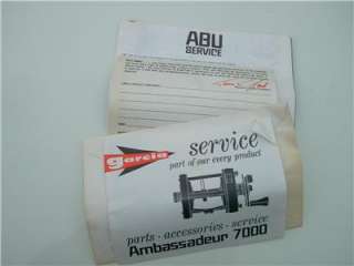 Abu Garcia Ambassadeur 7000 Baitcasting Reel W/Original Box & Papers 