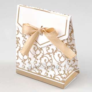 50 Gold Yellow Ribbon Wedding Favor Candy Boxes Gifts  