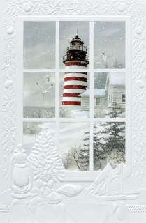 Pumpernickel Press West Quoddy Light Lighthouse Christmas Cards 
