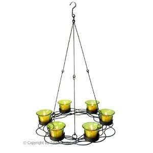  : Amber Glass Votive Candle Holder Hanging Chandelier: Home & Kitchen