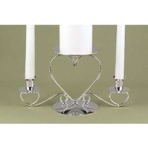 Unity Candle Holders Candle Holder, Triple Heart Candle Holder, Silver 