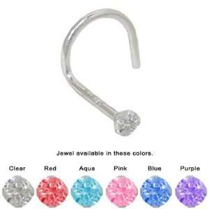  Nose Screw 14k Solid White Gold with Jewel   NSJ01GW 
