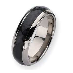  Titanium Carbon Fiber 8mm Polished Band Ring   Size 12.5 