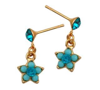 Star Earrings by Michal Negrin Made with Blue & Multicolor Crystals 
