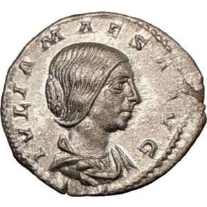  JULIA MAESA 218AD Authentic Silver Roman Coin Pudicitia 