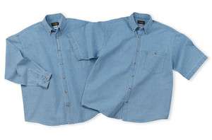 Mens Washed Denim Chamois Shirt. Comfortable & Durable. Short or Long 