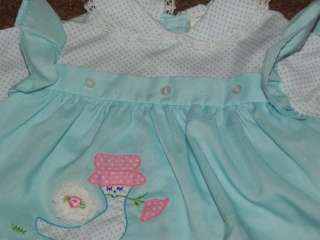 Vintage blue long sleeve short dress for Reborn Baby Girl  