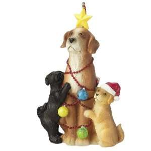  Puppies Decorating Dog Christmas Ornament: Home & Kitchen