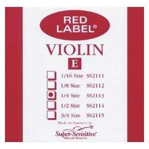  Super Sensitive Red Label 1/4 Violin E String   Medium 