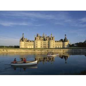  Boats on Water in Front Chateau Chambord, Unesco World 