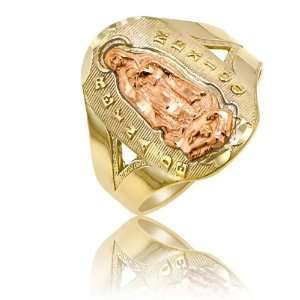  Ladies Virgin Guadalupe Ring in 14K Two tone Jewelry